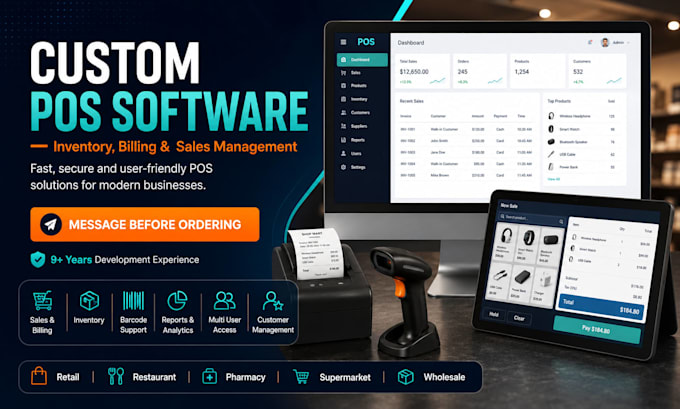 develop pos, inventory, billing and sales system