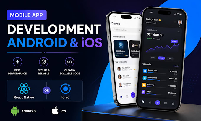 develop android and ios app in react native or ionic