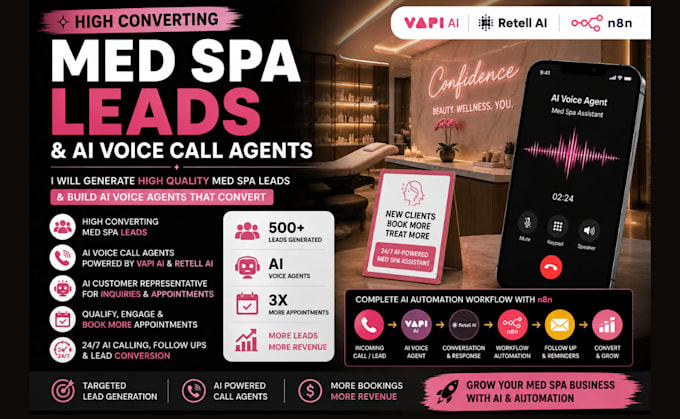 generate medspa leads, ai call agent vapi retell ai and n8n automation