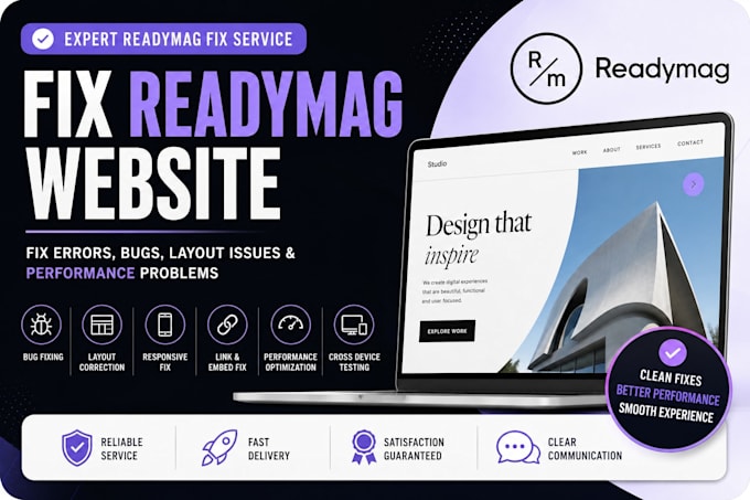 fix readymag website errors bugs layout issues performance repair expert