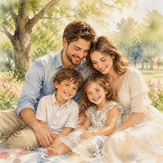 custom watercolor family portrait