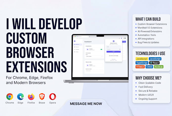 develop custom chrome extension, manifest v3 browser automation and ai tools