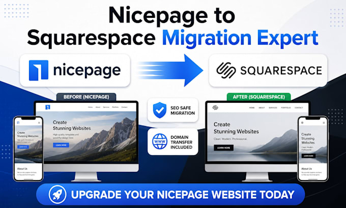 migrate nicepage to squarespace website with SEO domain transfer