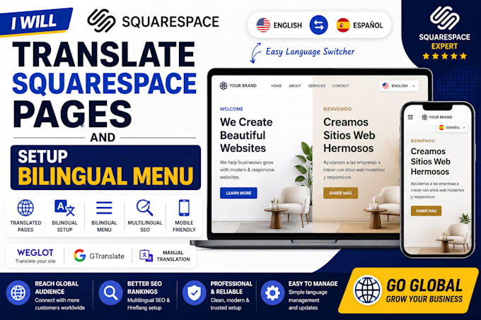 translate squarespace pages and setup bilingual menu with language switcher