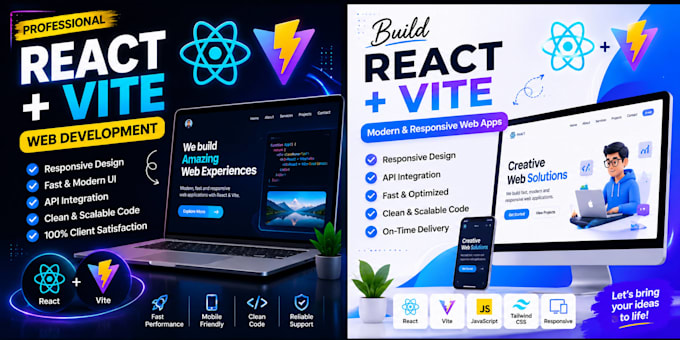 build a modern react vite website or web application
