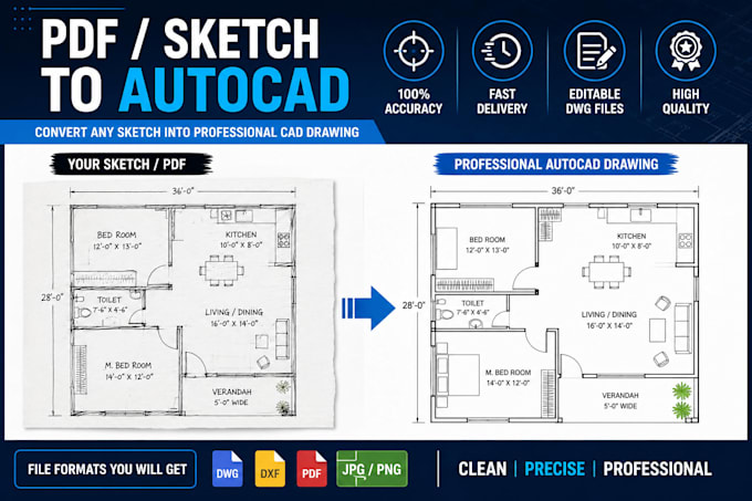 do professional autocad 2d drafting and floor plans