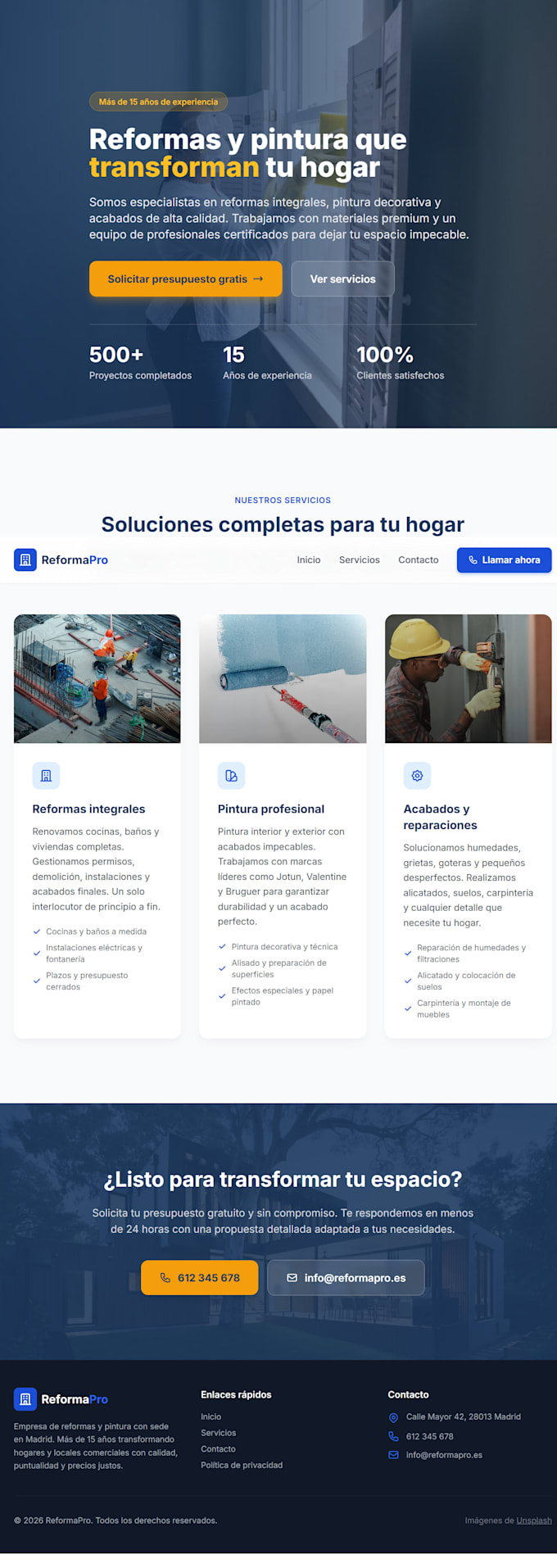 design and develop a modern landing page using tailwind css