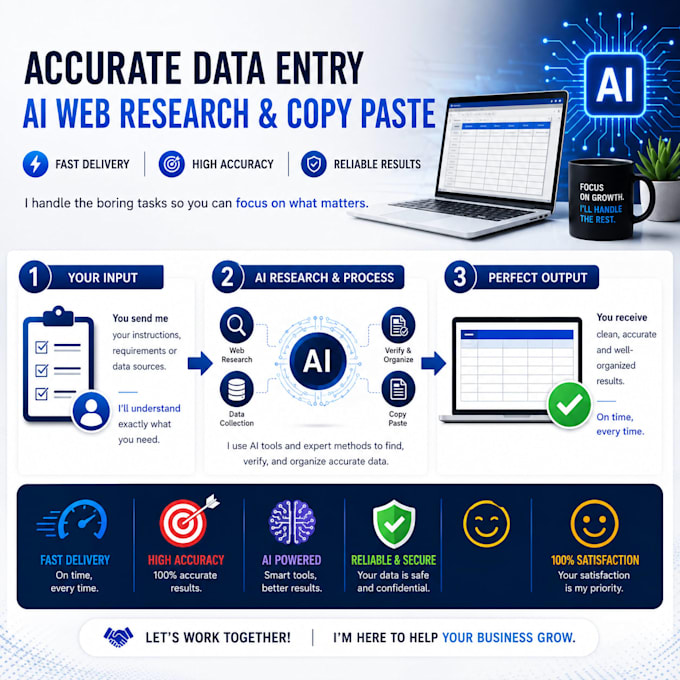 do accurate data entry, excel data entry and web research