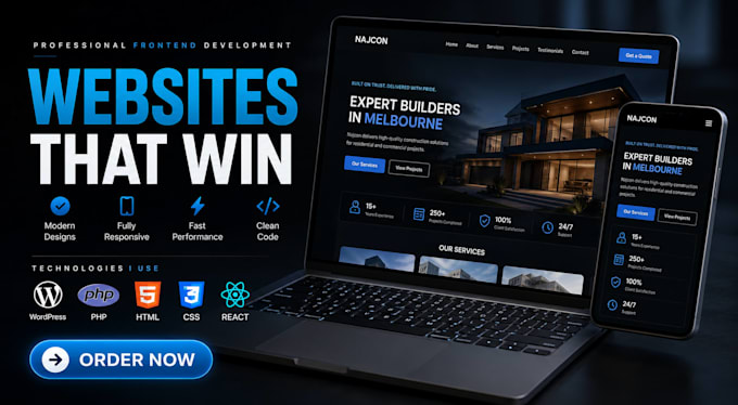 build responsive website using wordpress, PHP, HTML, CSS, react