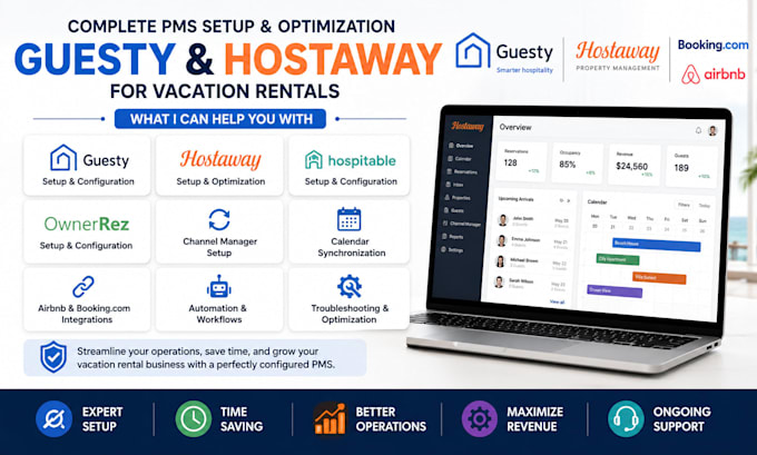 set up guesty and hostaway for vacation rentals