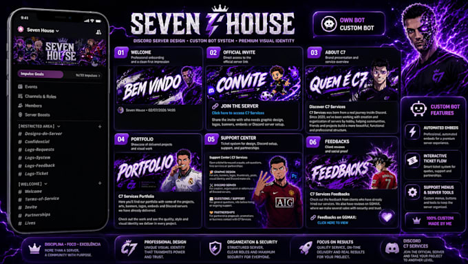 create a professional discord server with custom design