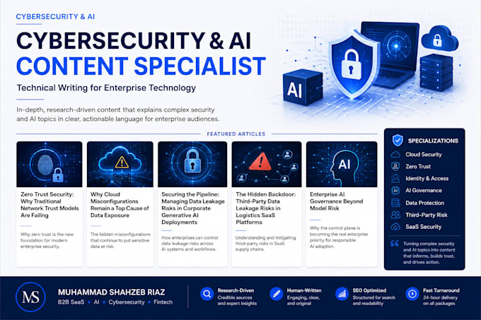 write b2b saas, ai, cybersecurity and fintech SEO blog posts