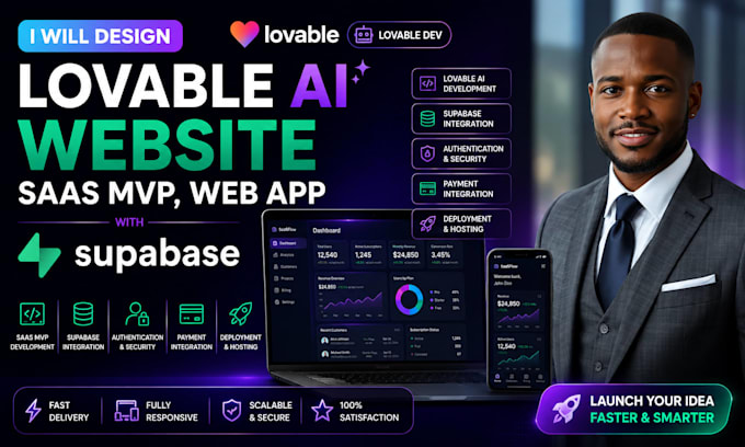 design a lovable ai website, saas mvp, web app with supabase