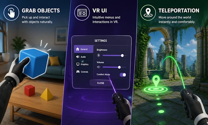 develop unity VR, xr, meta quest, VR training simulation openxr experiences