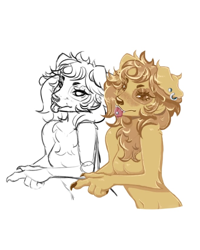 draw a halfbody version of your fursona