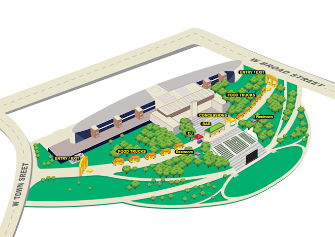 design custom isometric map, 3d vector map and event map illustration