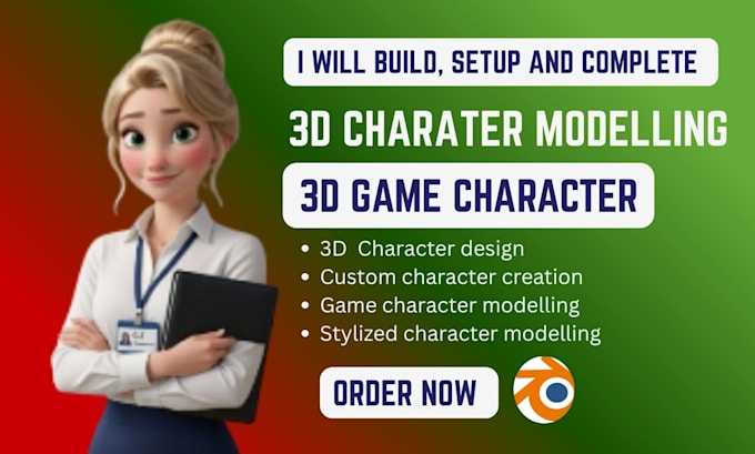 build, setup and complete 3d character modelling 3d game character