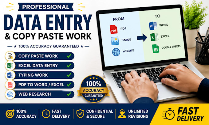 copy paste, data entry, and convert excel to pdf professionally