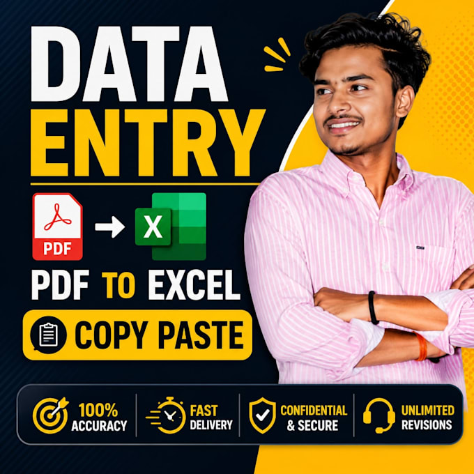 do data entry, copy paste, PDF to excel and excel data entry