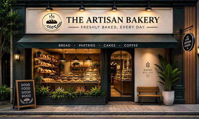 design creative shopfront or storefront and outstanding window graphics