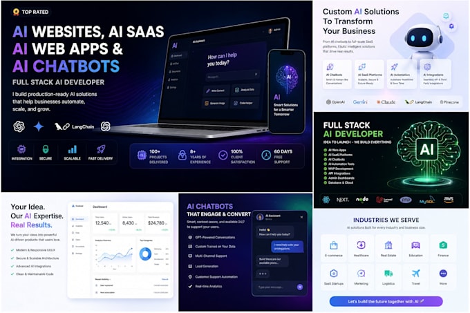 build ai saas, ai web app, ai website, chatbot as full stack developer