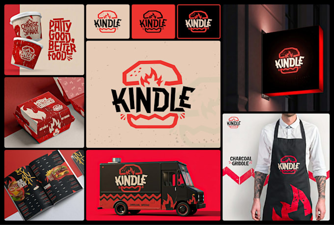 design modern fast food, coffee, restaurant brand identity and packaging kit