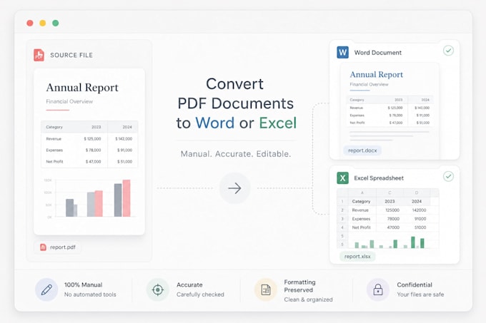 convert PDF, screenshots and scanned documents into word or excel