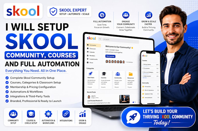 setup skool community circle courses and full automation