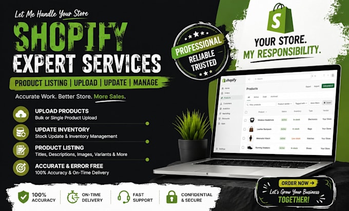 shopify product listing, upload products, update inventory