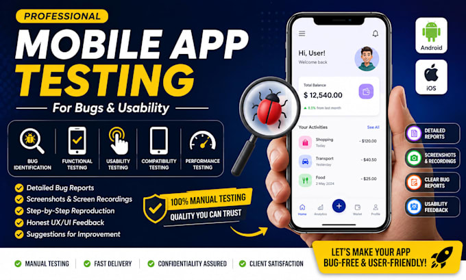 professionally test your mobile app for bugs and usability