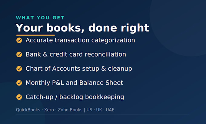 monthly bookkeeping, reconciliation and reports