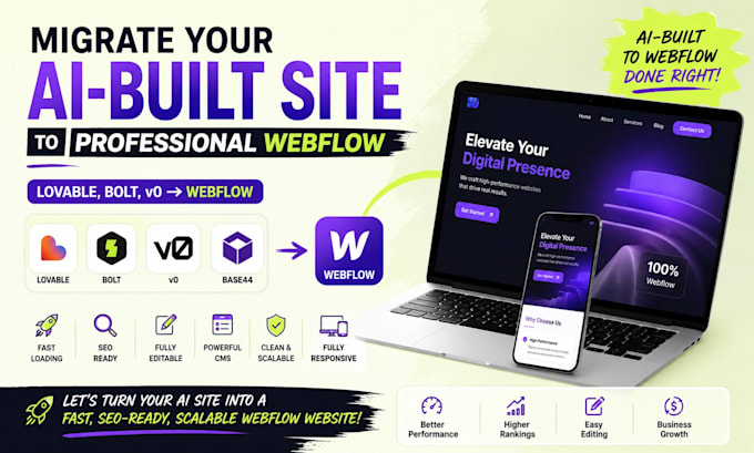 migrate your relume, lovable, bolt ai prototype into responsive webflow website