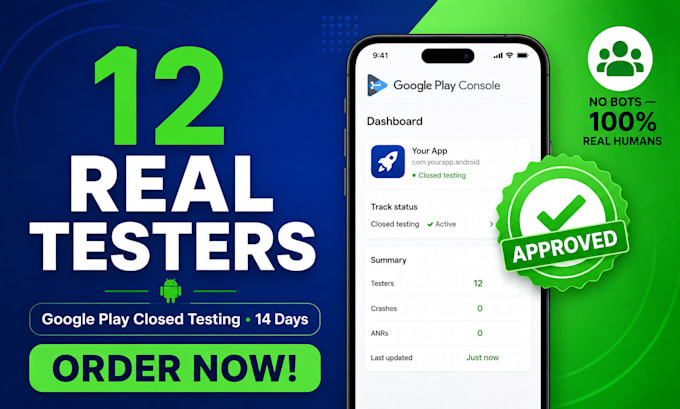 do 12 testers and 20 testers for google play console closed testing in 14 days