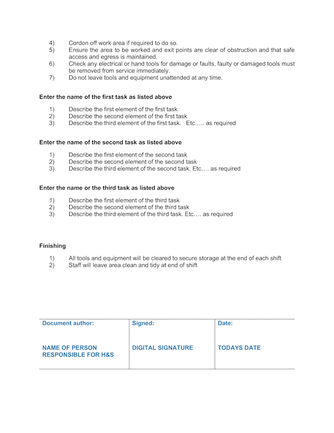 create professional risk assessment, jsa, method statement and hse docume