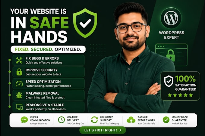 fix wordpress bugs, repair, shopify bug fix, website issues