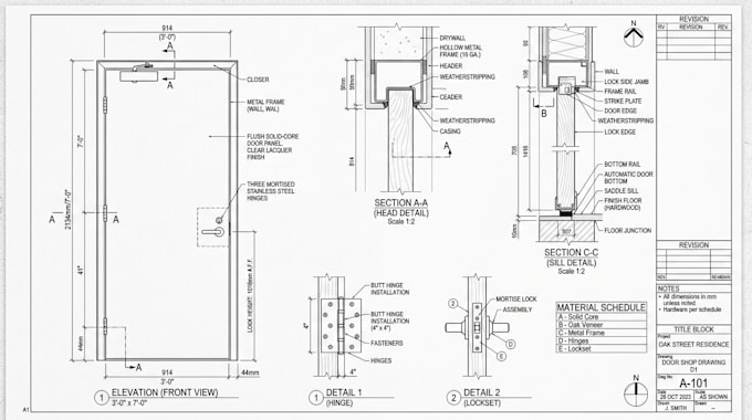 draft shop drawings for window, door, furniture, millwork and casework