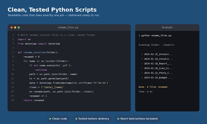 write a simple python automation script for your task