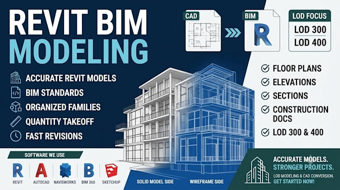 create revit bim models and convert autocad drawings into bim