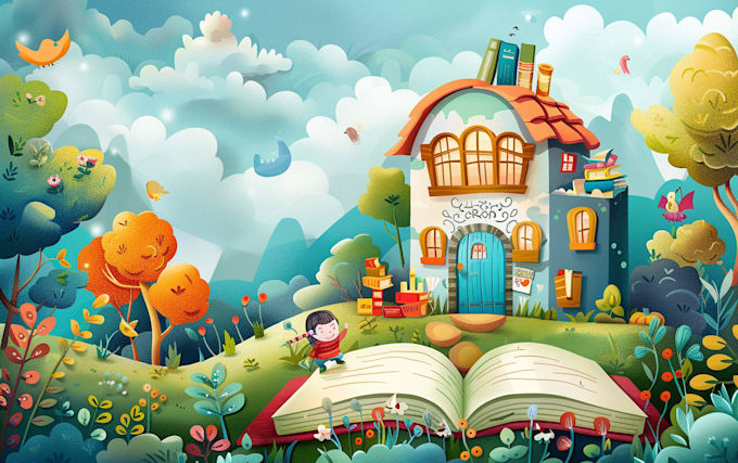 do children storybook illustration consistent character