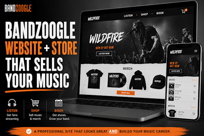 build a stunning bandzoogle website and store