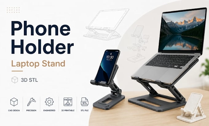create adjustable phone holder, laptop stand 3d printable stl