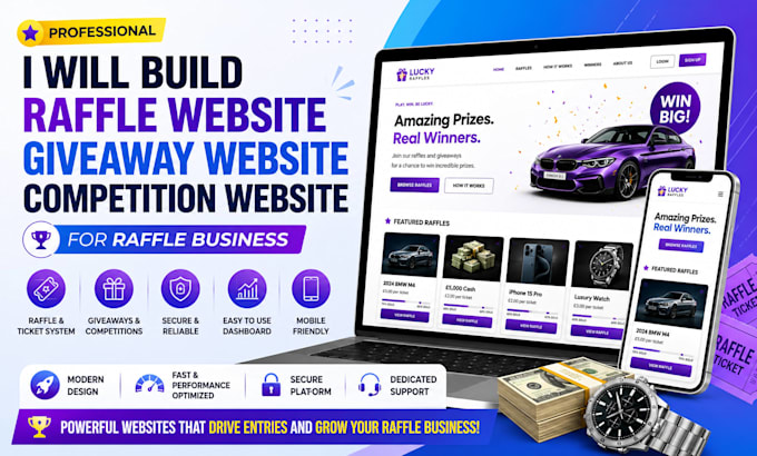 create raffle website giveaway website competition website for raffle business