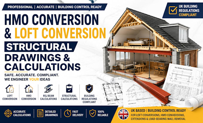 create hmo conversion and loft conversion structural drawings and calculations
