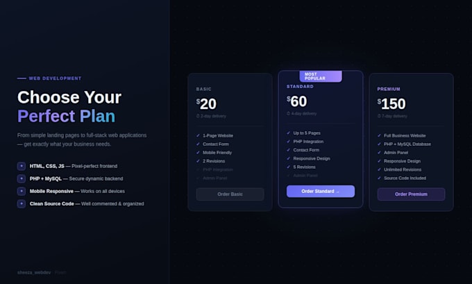 develop a responsive website using HTML CSS javascript PHP mysql