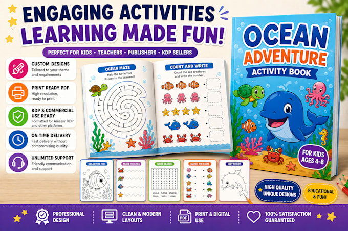design a custom children activity book printable PDF