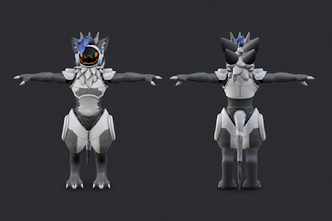 do custom furry protogen fursona avatar for vrchat vtuber with facial expression