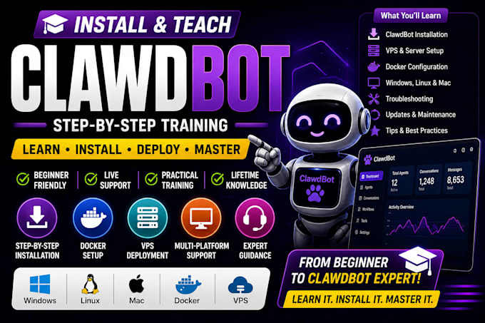 install and teach clawdbot setup on vps windows mac docker step by step