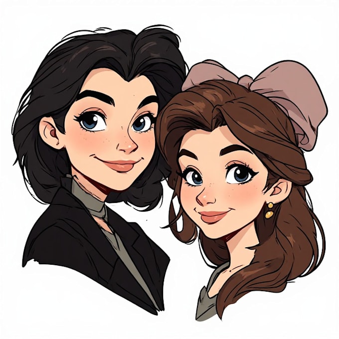 create a romantic couple portrait in my art style