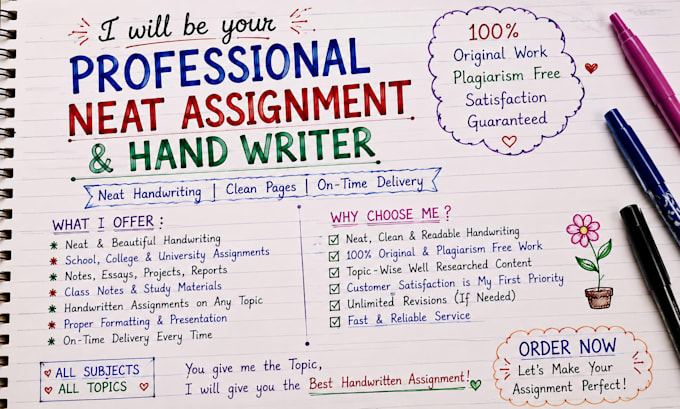 write hand written study note and assignments gracefully,