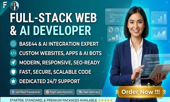 build ai website or fix base44 web app as full stack developer